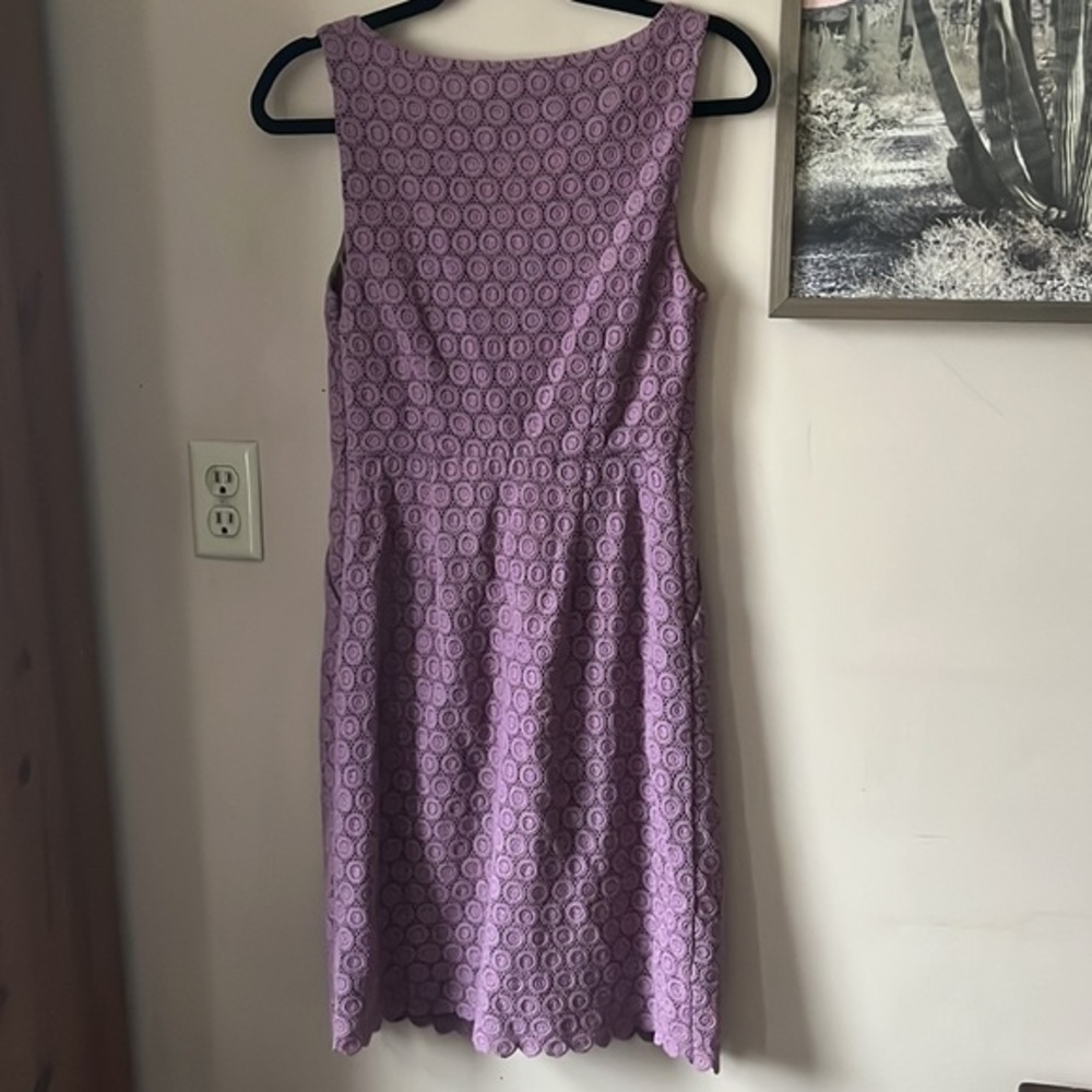 Anthro | Maeve Dusty Lilac “Gathered Lace” Eyelet Dress Size 2 Euro Summer - Picture 9 of 10